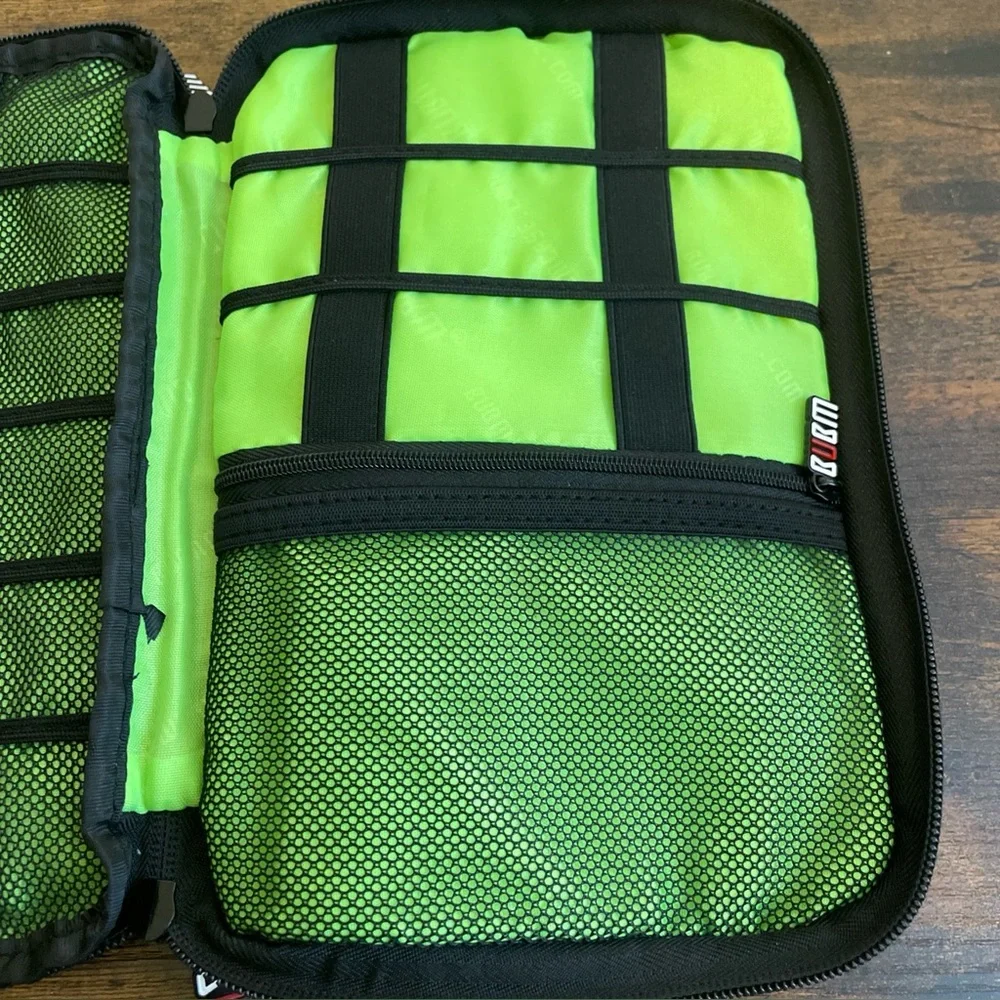 BUBM Double Layer Med Travel Gear Organizer Electronics Accessories Bag In Black